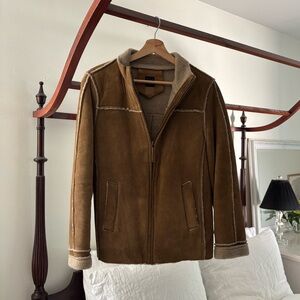Gap Suede Shearling Brown Tan Motorcycle Jacket